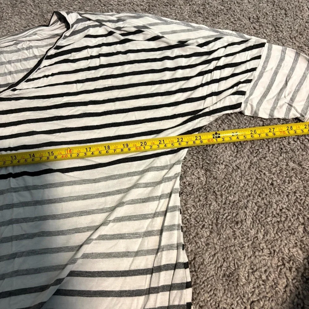 Mossimo Womens XXL Striped Tie Front Top Black White Dolman Sleeve V Neck - Picture 5 of 6